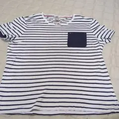 HILFIGER DENIM ボーダーTシャツ XLサイズ ポケット付きのサムネイル