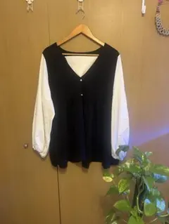 重ね着風 / 大きいサイズ/ ブラウス / モノトーン / 5L