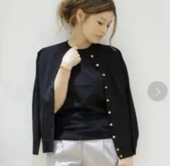 MUSEDeuxiemeClasseクルーネックカーディガン金ボタンブラック