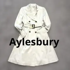 美品 Aylesbury オフホワイト トレンチコート 高級感 シルク調光沢 M