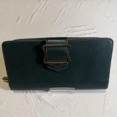 CHARLES & KEITH 二つ折り長財布 ダークグリーンラウンドファスナーのサムネイル