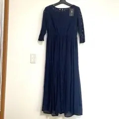 大きいサイズ　XL ネイビードレス フレア　ロング丈 結婚式　パーティー