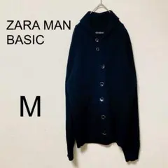 ZARA MAN BASIC ロングカーディガン 【M】ネイビー　ニット