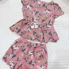 petitmain セットアップ　花柄　ピンク　ユリ　ベビー　プティマイン