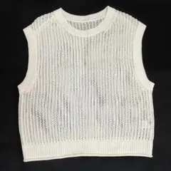 GU ホワイト メッシュニットベスト 5-06