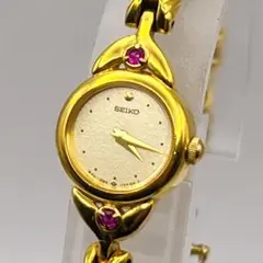 電池交換済SEIKO Belfina レディース腕時計 ゴールド カラーストーン