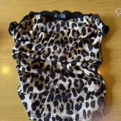 ヒョウ柄 ベアトップ・チューブトップ カチューシャ