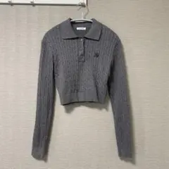 INGNI グレー ケーブル編み クロップドニット