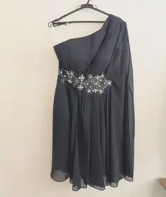 ネイビー ワンショルダー ミニドレス