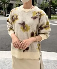 CPCM 花柄シャギーニット