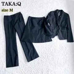 タカキュー 3点 スーツ M ネイビー フレアパンツ スカート 通勤 ビジネス