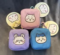 ちいかわ カラビナつき刺繍スクエアミニポーチ ちいかわ ハチワレ モモンガ 3種
