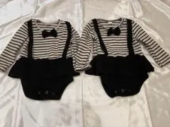 着用5回未満　ストライプ柄ロンパース・カバーオール 双子　70