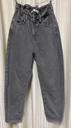 ZARA ザラ ウエストゴム ボタンフライ デニムパンツ グレーEUR32/5号のサムネイル