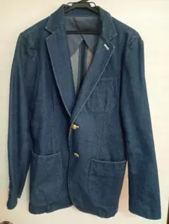 デニム ブレザー ジャケット 上着 ダークブルー