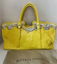 BOTTEGAレア超希少極美品ボッテガヴェネタイントレチャート刺繍ハンドバッグ