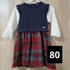 プティマイン　チェック柄ワンピース 80