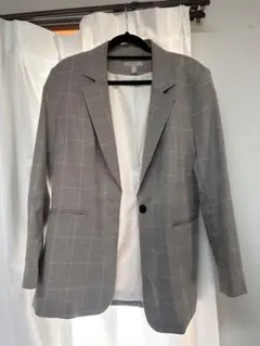 H&M グレー チェック柄 テーラードジャケット