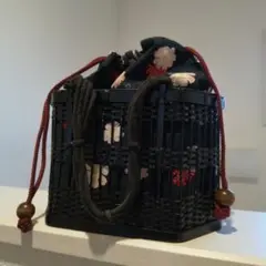 和装用バッグ 黒色 花柄 内袋付き