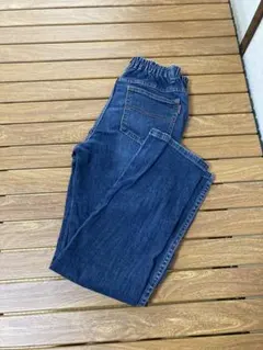 ダークブルー ウエストゴム ストレートパンツ デニム キッズ140cm
