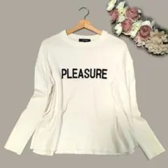 アンタイトル ウール100% ロゴニット PLEASURE アイボリー おしゃれ