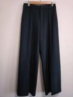 ユニクロ ブラッシュドジャージーワイドパンツ　ネイビー М