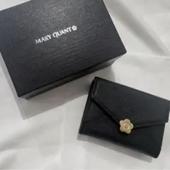 MARY QUANT 三つ折り財布 ブラック シーリングDレターミニウォレット