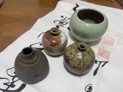 陶器製花瓶セット 焼き物　一輪挿し