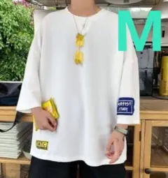 メンズ  Tシャツ ビッグ オーバーサイズ 半袖 M ホワイト 韓国 ストリート