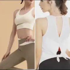 スポーツブラとレギンスセット ベージュブラウン