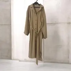 【美品】長袖 ロングシャツワンピース ブラウンのサムネイル