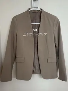 GUノーカラージャケット&テーパードパンツセットアップM