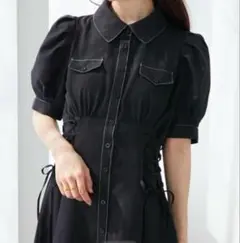 MAJESTIC LEGON サイドレースアップシャツワンピース