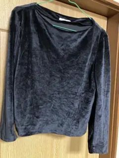 黒 ベロア長袖 トップス 38/M