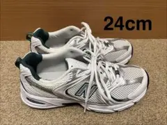 New Balance ランニングシューズ 24cm ホワイト/グリーン