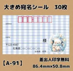 【A-91】宛名シール30枚/サンキュー/ケア/ほんのきもち/差出人/配達員