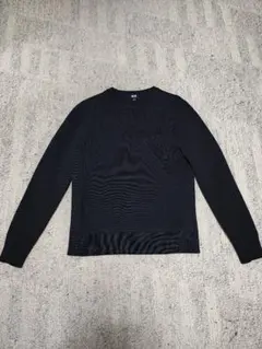 ウォッシャブルミラノリブクルーネックセーター　S ブラック