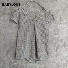 BABYLONE　バビロン　半袖ブラウス　シャツ　綿混　チェック　黒白　Mのサムネイル