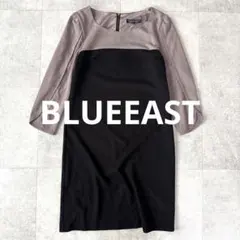 ブルーイースト タイトワンピース ドレス 七分袖 膝丈 バイカラー M