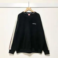 CONVERSE ボアフリース スウェット L ゆったり 古着 黒 袖ライン