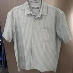 NANO UNIVERSE 半袖ストライプシャツ グレー