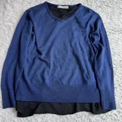 ビューティー＆ユース　ユナイテッドアローズ　ニットカットソー　ブルー系　フリー