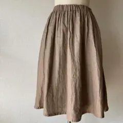 ビアズリー テックリネン 麻調合繊マーメイドギャザースカート ロング