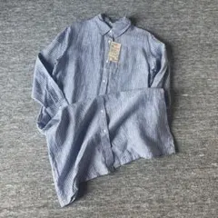 （送料込＆未使用タグ付）MUJI無印良品　リネン洗いざらし長袖シャツワンピースM