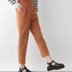 グローバルワーク ウツクシルエットテーパードパンツ オレンジ S