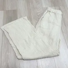アイボリー リネン風 ストレートレッグパンツ