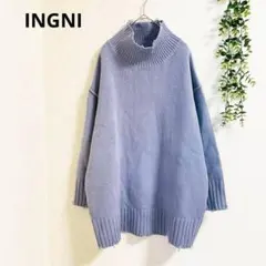 イング　長袖ニット　タートルネックセーター　ダメージデザイン　オーバーサイズ