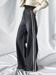 me+me select サイドラインワイドストレートロングデニムパンツのサムネイル