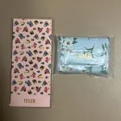 FEILER 花柄 コインケース 水色、一筆箋（メモ）