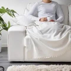 IKEA POLARVIDE ブランケット ホワイト